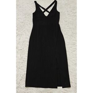 Lulus Women's Sz S Black Sexy Sleeveless V-neck Crossback Midi‎ Dress